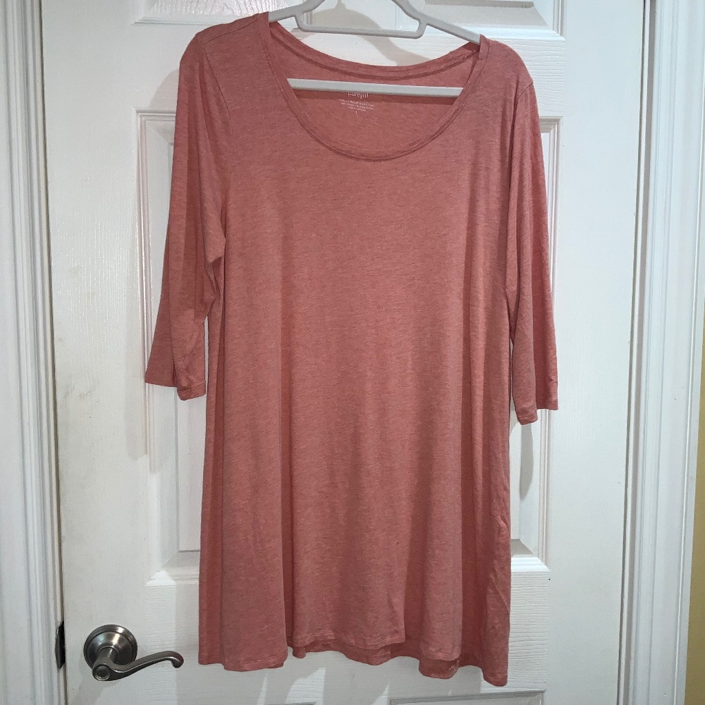 J. Jill Pure Jill peach Ballet Sleeve Tunic cotton modal blend sz L
